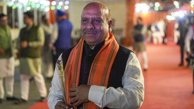 Delhi BJP MLA Vijender Gupta at the party office on Wednesday. (PTI Photo) Delhi BJP MLA Vijender Gupta at the party office on Wednesday. (PTI Photo)