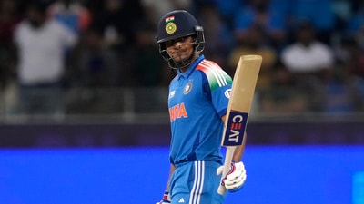 India's Shubman Gill celebrates after scoring century during the ICC Champions Trophy cricket match between India and Bangladesh at Dubai International Cricket Stadium in Dubai, United Arab Emirates, Thursday, Feb. 20, 2025 (AP) India's Shubman Gill celebrates after scoring century during the ICC Champions Trophy cricket match between India and Bangladesh at Dubai International Cricket Stadium in Dubai, United Arab Emirates, Thursday, Feb. 20, 2025 (AP)
