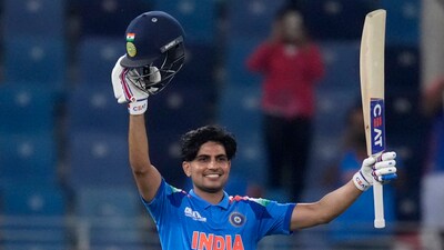 Shubman Gill continued his sensational purple patch as he played through the Indian chase on a sluggish pitch in their first match against Bangladesh in the 2025 Champions Trophy. Gill was unbeaten on 101 off 129 balls as India beat Bangladesh by six wickets. (AP) Shubman Gill continued his sensational purple patch as he played through the Indian chase on a sluggish pitch in their first match against Bangladesh in the 2025 Champions Trophy. Gill was unbeaten on 101 off 129 balls as India beat Bangladesh by six wickets. (AP)