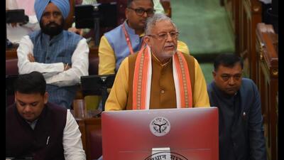 Finance minister Suresh Khanna presenting the Budget for 2025-26 in UP Assembly on Feb 20. (HT photo) Finance minister Suresh Khanna presenting the Budget for 2025-26 in UP Assembly on Feb 20. (HT photo)