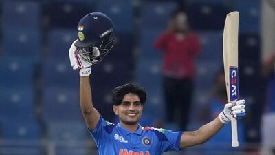 India's Shubman Gill scored a century against Bangladesh -- his first in an ICC event. (AP) India's Shubman Gill scored a century against Bangladesh -- his first in an ICC event. (AP)