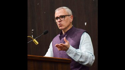 Jammu and Kashmir chief minister Omar Abdullah at an event in Jammu on Thursday. (PTI)