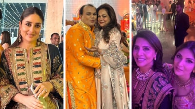 Kareena Kapoor, Tina Ambani, Neetu Kapoor, and Riddhima Kapoor Sahni at Aadar Jain's mehendi bash. Kareena Kapoor, Tina Ambani, Neetu Kapoor, and Riddhima Kapoor Sahni at Aadar Jain's mehendi bash.