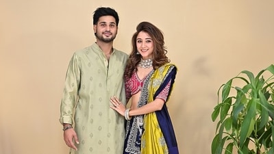 Tina Ambani shared this photo of her son Anmol Ambani and daughter-in-law Khrisha Shah on Instagram. (Instagram/@tinaambaniofficial) Tina Ambani shared this photo of her son Anmol Ambani and daughter-in-law Khrisha Shah on Instagram. (Instagram/@tinaambaniofficial)