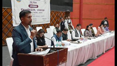 Lucknow DM Vishak G addressing a workshop held for officials ahead of UP Board exams in Lucknow on Feb 20. (Sourced)