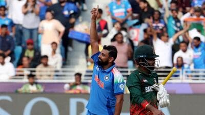 Mohammed Shami’s 5/53 against Bangladesh are the best figures by an Indian pacer in Champions Trophy history. (REUTERS) Mohammed Shami’s 5/53 against Bangladesh are the best figures by an Indian pacer in Champions Trophy history. (REUTERS)