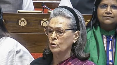 File photo: Congress leader Sonia Gandhi speaks in the Rajya Sabha during the Budget session of Parliament, in New Delhi, Monday, Feb. (Sansad TV) File photo: Congress leader Sonia Gandhi speaks in the Rajya Sabha during the Budget session of Parliament, in New Delhi, Monday, Feb. (Sansad TV)