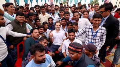 Congress leader Rahul Gandhi interacts with students in Rae Bareli. (X-@INCIndia) Congress leader Rahul Gandhi interacts with students in Rae Bareli. (X-@INCIndia)