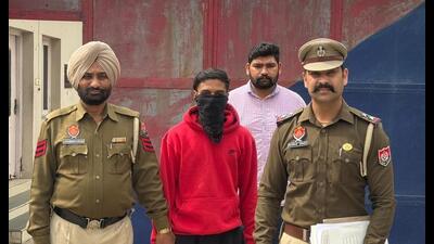 The accused in custody of Crime Investigating Agency in Mohali. (HT Photo)