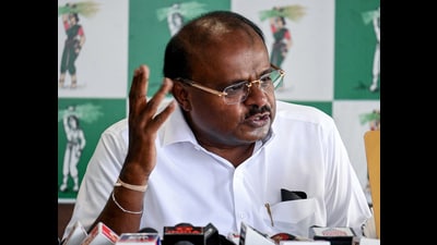 The revenue department conducted a survey of Kumaraswamy’s farmland in Kethaganahalli on Monday, following directions from the Karnataka high court. (ANI PHOTO) The revenue department conducted a survey of Kumaraswamy’s farmland in Kethaganahalli on Monday, following directions from the Karnataka high court. (ANI PHOTO)