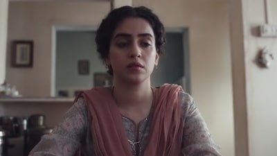 A screenshot of Sanya Malhotra from her movie Mrs. A screenshot of Sanya Malhotra from her movie Mrs.