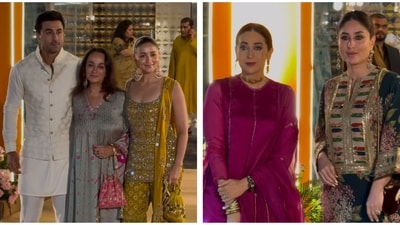 Alia Bhatt, Ranbir Kapoor joined Kareena Kapoor and Karisma Kapoor to dance at the ceremony. Alia Bhatt, Ranbir Kapoor joined Kareena Kapoor and Karisma Kapoor to dance at the ceremony.