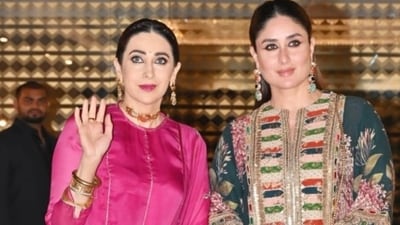 Karisma Kapoor and Kareena Kapoor attend Aadar Jain's mehendi ceremony. Karisma Kapoor and Kareena Kapoor attend Aadar Jain's mehendi ceremony.
