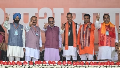 Six BJP MLAs – Parvesh Sahib Singh, Ashish Sood, Manjinder Singh Sirsa, Ravinder Indraj Singh, Kapil Mishra, and Pankaj Kumar Singh – also took oath as cabinet ministers at Ramlila Maidan alongside Delhi CM Rekha Gupta. (HT photo/Sanchit Khanna) Six BJP MLAs – Parvesh Sahib Singh, Ashish Sood, Manjinder Singh Sirsa, Ravinder Indraj Singh, Kapil Mishra, and Pankaj Kumar Singh – also took oath as cabinet ministers at Ramlila Maidan alongside Delhi CM Rekha Gupta. (HT photo/Sanchit Khanna)