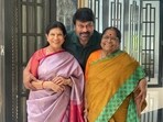 Chiranjeevi with his wife Surekha Konidela and mother Anjana Devi. Chiranjeevi with his wife Surekha Konidela and mother Anjana Devi.