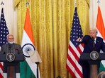 Prime Minister Narendra Modi and US President Donald Trump delivering a joint press statement after their meeting at the White House, in Washington, DC last Thursday. 