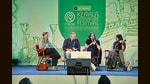 Jenny Erpenbeck, Georgi Gospodoniv and Paul Lynch in conversation with publisher Manasi Subramaniam (Courtesy Kerala Literature Festival )