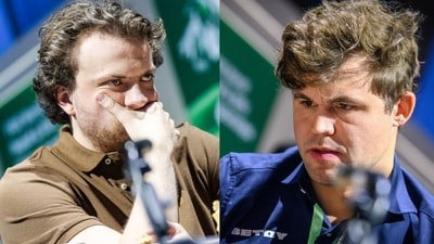 Hans Niemann and Magnus Carlsen were involved in an infamous chess cheating scandal. (Twitter (FIDE))