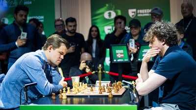 Magnus Carlsen and Hans Niemann during a match. (Twitter (FIDE/Lennart Ootes)) Magnus Carlsen and Hans Niemann during a match. (Twitter (FIDE/Lennart Ootes))