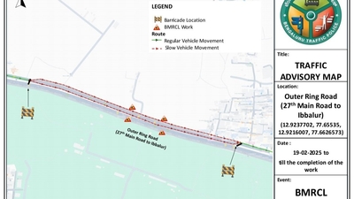 Commuters are advised to plan their routes accordingly to avoid prolonged delays in the affected areas. (X/Bengaluru Traffic Police)