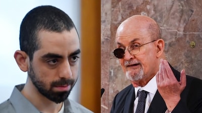 Hadi Matar (left) stabbed Indian-born British author Salman Rushdie in 2022 (AP Photo) Hadi Matar (left) stabbed Indian-born British author Salman Rushdie in 2022 (AP Photo)