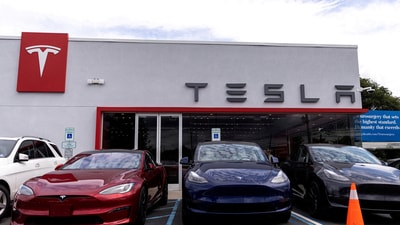 Tesla electric vehicles are parked in a Tesla dealer in Paramus, New Jersey. (Reuters/File)