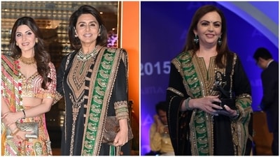 Neetu Kapoor and Nita Ambani wear the same Anuradha Vakil suit. Neetu Kapoor and Nita Ambani wear the same Anuradha Vakil suit.