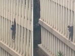 A man in South Africa escaping from a courtroom. A man in South Africa escaping from a courtroom.