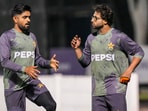 Pakistan's Babar Azam, left, and Imam-ul-Haq during a practice session. Pakistan's Babar Azam, left, and Imam-ul-Haq during a practice session.