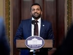 Kash Patel took his oath in the Indian Treaty Room at the Eisenhower Executive Office Building.