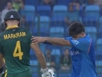 Fazalhaq Farooqi pushes Aiden Markram
