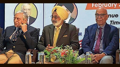 (From left) Former foreign secretary Kanwal Sibal, former ambassador Manbir Singh and retired income tax commissioner Hardayal Singh during a discussion at Postgraduate Government College, Sector 11, in Chandigarh on Saturday. (HT Photo) (From left) Former foreign secretary Kanwal Sibal, former ambassador Manbir Singh and retired income tax commissioner Hardayal Singh during a discussion at Postgraduate Government College, Sector 11, in Chandigarh on Saturday. (HT Photo)