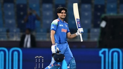 India's Shubman Gill celebrates after scoring a century (100 runs) during the ICC Champions Trophy (AFP) India's Shubman Gill celebrates after scoring a century (100 runs) during the ICC Champions Trophy (AFP)