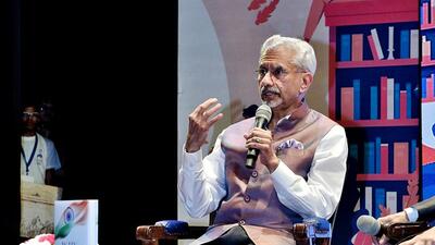 External affairs minister S Jaishankar addresses the gathering during the Delhi University Literature Festival in Delhi on Saturday. (Dr. S. Jaishankar-X) External affairs minister S Jaishankar addresses the gathering during the Delhi University Literature Festival in Delhi on Saturday. (Dr. S. Jaishankar-X)
