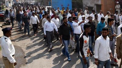 File photo of Panvel residents taking out a morcha demanding adequate water supply. (Hindustan Times) File photo of Panvel residents taking out a morcha demanding adequate water supply. (Hindustan Times)