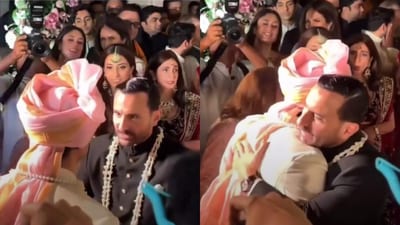 Saif Ali Khan performs jija duties at Aadar Jain's wedding. (Reddit)