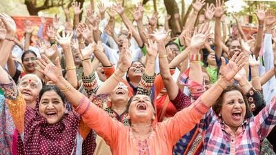 Mumbai, India - May 7, 2017:People participate in a laughter club as they celebrate World Laughter Day at the Nana Nani Park in Girgaon Chowpatty, in Mumbai, India, on Sunday, May 7, 2017. World Laughter Day takes place on the first Sunday of May of every year. The first celebration was on January 10, 1998, in Mumbai, India, and was arranged by Dr. Madan Kataria, founder of the worldwide Laughter Yoga movement. (Photo by Kunal Patil/Hindustan Times) (Kunal Patil/HT Photo) Mumbai, India - May 7, 2017:People participate in a laughter club as they celebrate World Laughter Day at the Nana Nani Park in Girgaon Chowpatty, in Mumbai, India, on Sunday, May 7, 2017. World Laughter Day takes place on the first Sunday of May of every year. The first celebration was on January 10, 1998, in Mumbai, India, and was arranged by Dr. Madan Kataria, founder of the worldwide Laughter Yoga movement. (Photo by Kunal Patil/Hindustan Times) (Kunal Patil/HT Photo)
