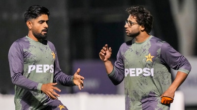 Pakistan's Babar Azam, left, and Imam-ul-Haq during a practice session. (PTI) Pakistan's Babar Azam, left, and Imam-ul-Haq during a practice session. (PTI)
