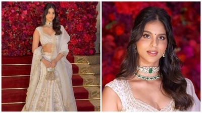 Suhana Khan wore a stunning Torani lehenga for the wedding festivities. (Pic courtesy: X/ jviciouslady) Suhana Khan wore a stunning Torani lehenga for the wedding festivities. (Pic courtesy: X/ jviciouslady)