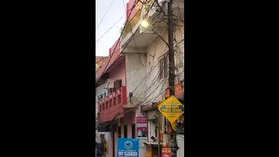 The switched-on streetlights on the Lalkuan road connecting Chitwapur area. (Sourced)