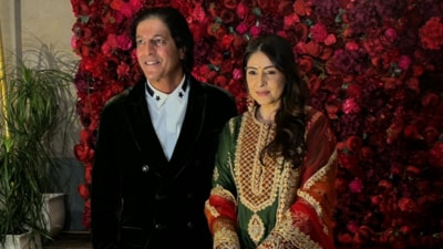 Chunky Pandey and his wife, Bhavana Panday too, attended the event. She wore a green and red suit. Chunky opted for a blue shirt under a black blazer and matching pants. Chunky Pandey and his wife, Bhavana Panday too, attended the event. She wore a green and red suit. Chunky opted for a blue shirt under a black blazer and matching pants.