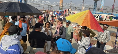 Actor Shahana Goswami shooting for director Bharat Bala during the Maha Kumbh Mela in Prayagraj (HT Photo) Actor Shahana Goswami shooting for director Bharat Bala during the Maha Kumbh Mela in Prayagraj (HT Photo)