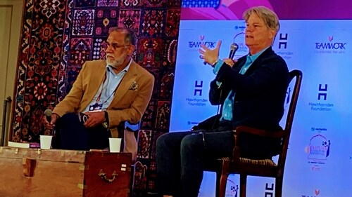 John Vaillant (R) speaking at the Jaipur Literary Festival John Vaillant (R) speaking at the Jaipur Literary Festival