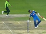 Virat Kohli strangely blocked a throw from a Pakistan fielder Virat Kohli strangely blocked a throw from a Pakistan fielder