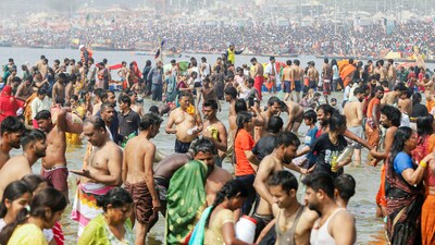 Devotees take a dip at Triveni Sangam during the ongoing Maha Kumbh 2025, in Prayagraj. (ANI Photo) Devotees take a dip at Triveni Sangam during the ongoing Maha Kumbh 2025, in Prayagraj. (ANI Photo)