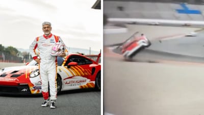 Ajith Kumar had a scary crash during a race in Spain recently. Ajith Kumar had a scary crash during a race in Spain recently.