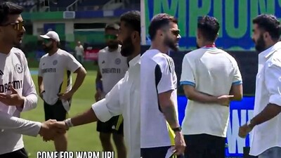 Jasprit Bumrah caught up with Team India players Axar Patel and Virat Kohli ahead of IND vs PAK clash. (Instagaram Image @ICC/ and JioHotstar Screengrab) Jasprit Bumrah caught up with Team India players Axar Patel and Virat Kohli ahead of IND vs PAK clash. (Instagaram Image @ICC/ and JioHotstar Screengrab)