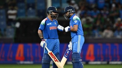 Virat Kohli and Shreyas Iyer guide India home against Pakistan in Dubai. (AFP) Virat Kohli and Shreyas Iyer guide India home against Pakistan in Dubai. (AFP)