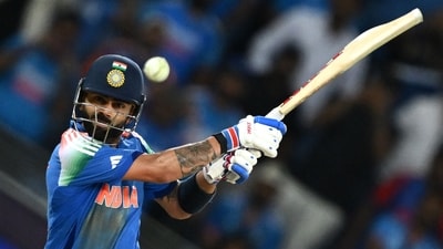 It came down to whether Kohli could get to his century before India's chase is completed. Shaheen Afridi complicated the situation a bit by bowling a few wides, which brought India's requirement into single digits.&nbsp; (AFP)