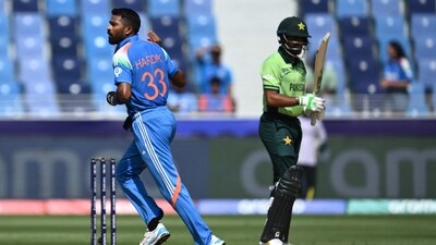 Hardik Pandya's fiery delivery that dismissed Babar Azam ignited a wave of memes on the internet. (AFP) Hardik Pandya's fiery delivery that dismissed Babar Azam ignited a wave of memes on the internet. (AFP)